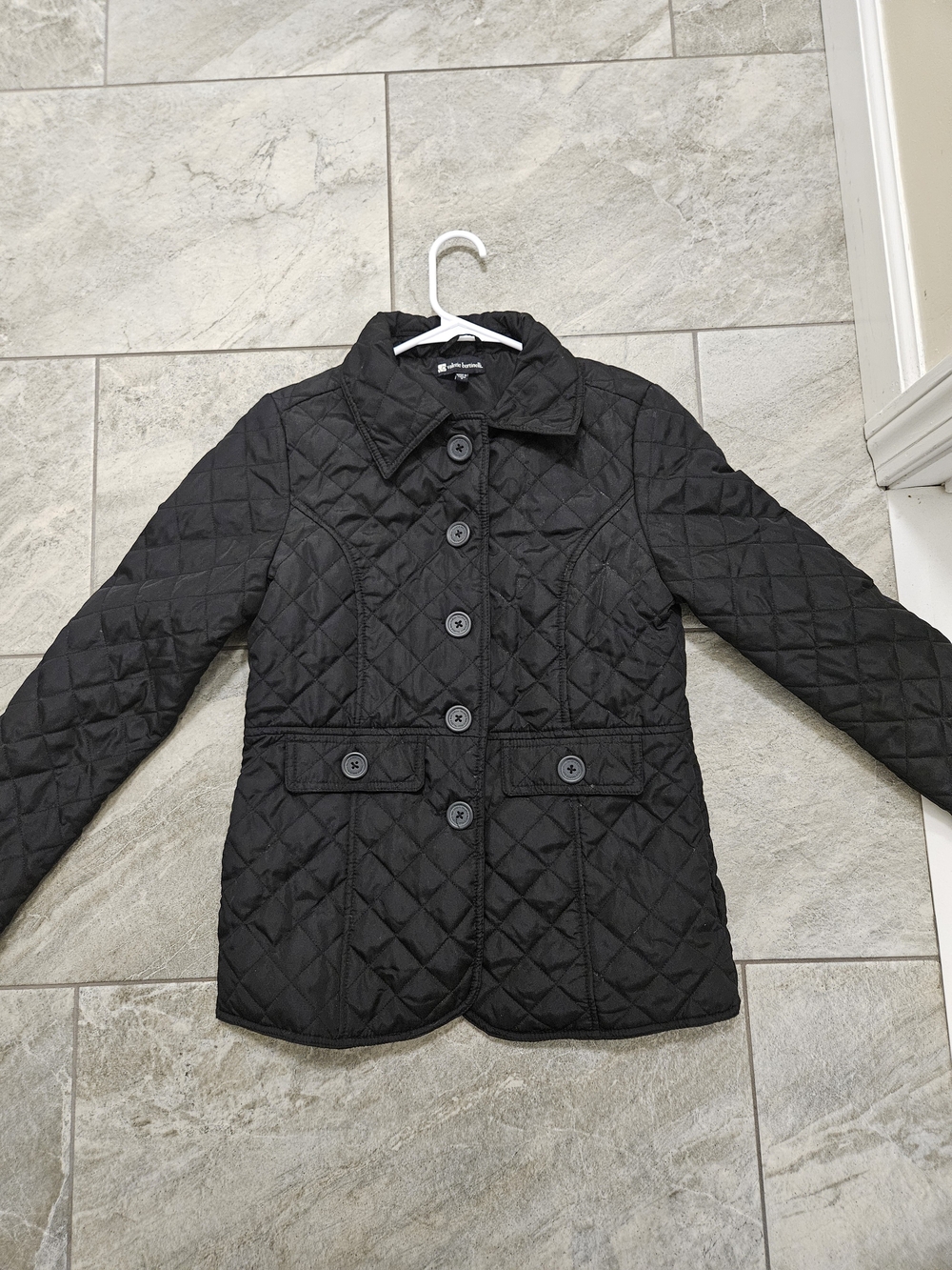 Valerie Bertinelli Black Quilted Button-Front Puffer Jacket